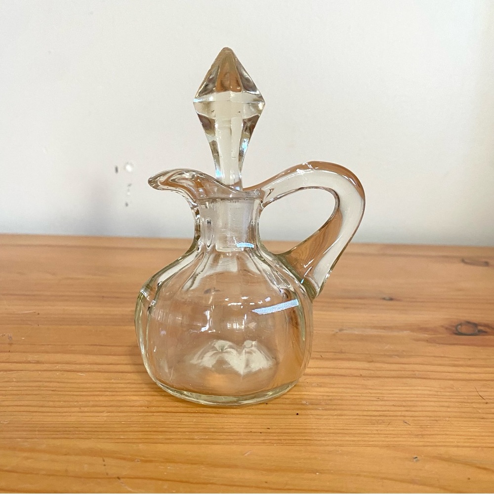 Antique Vintage Cruet Bottle Crystal Glass Smoke Clear Colonial Style
